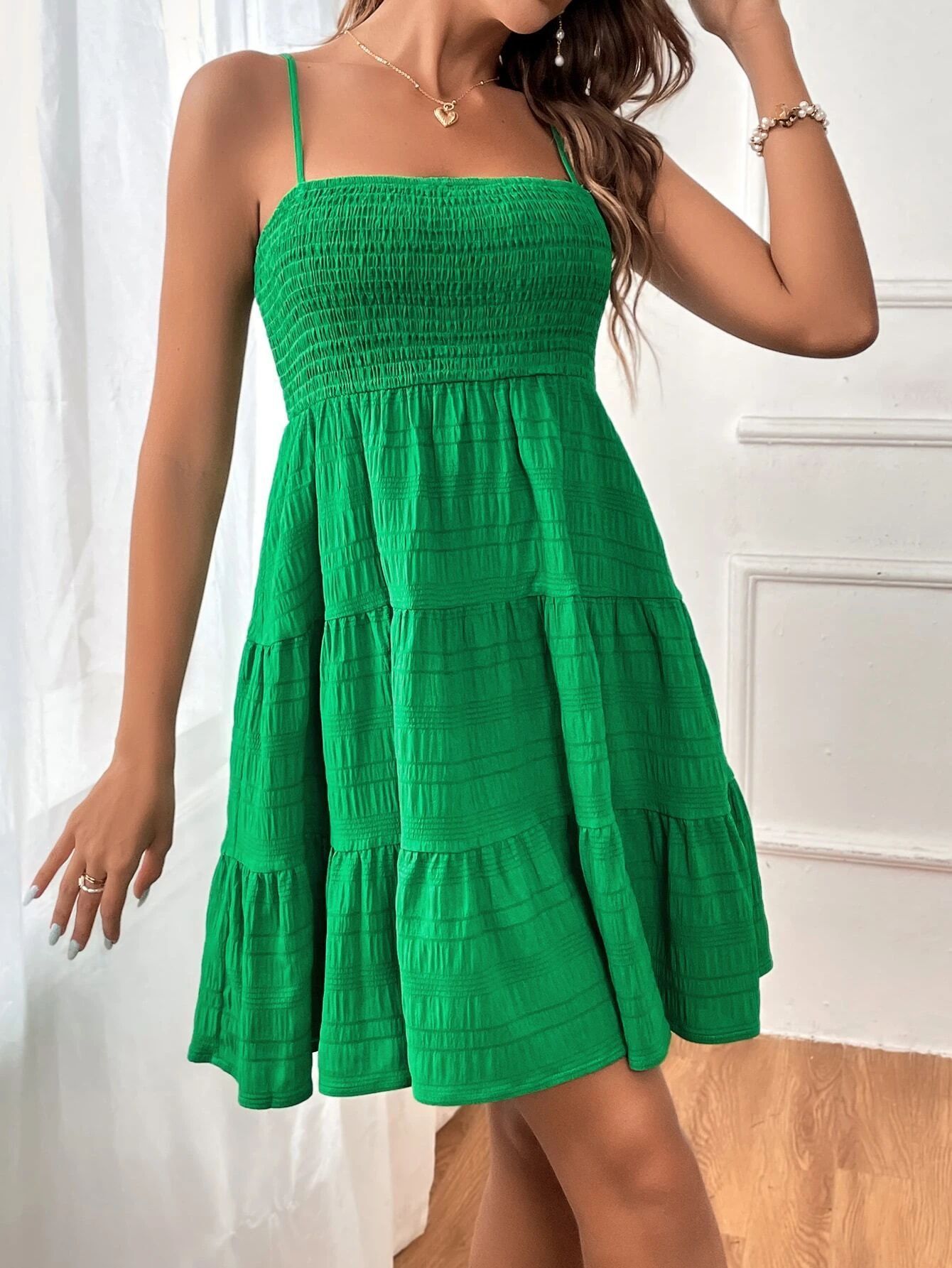 Strap Solid Color Texture Dress